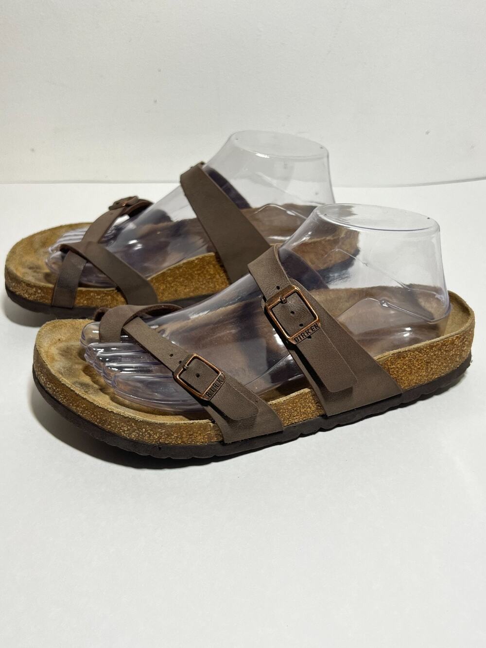 Birkenstock Mocha Birkibuc Mayari Toe Thong Adjustable Sandals 39 Reg-Wide 8-8.5
